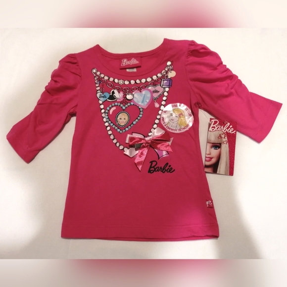 🔥SALE🔥 Barbie Faux Jewelled Girl's Tee T-shirt NWT Size (4) - Picture 1 of 8